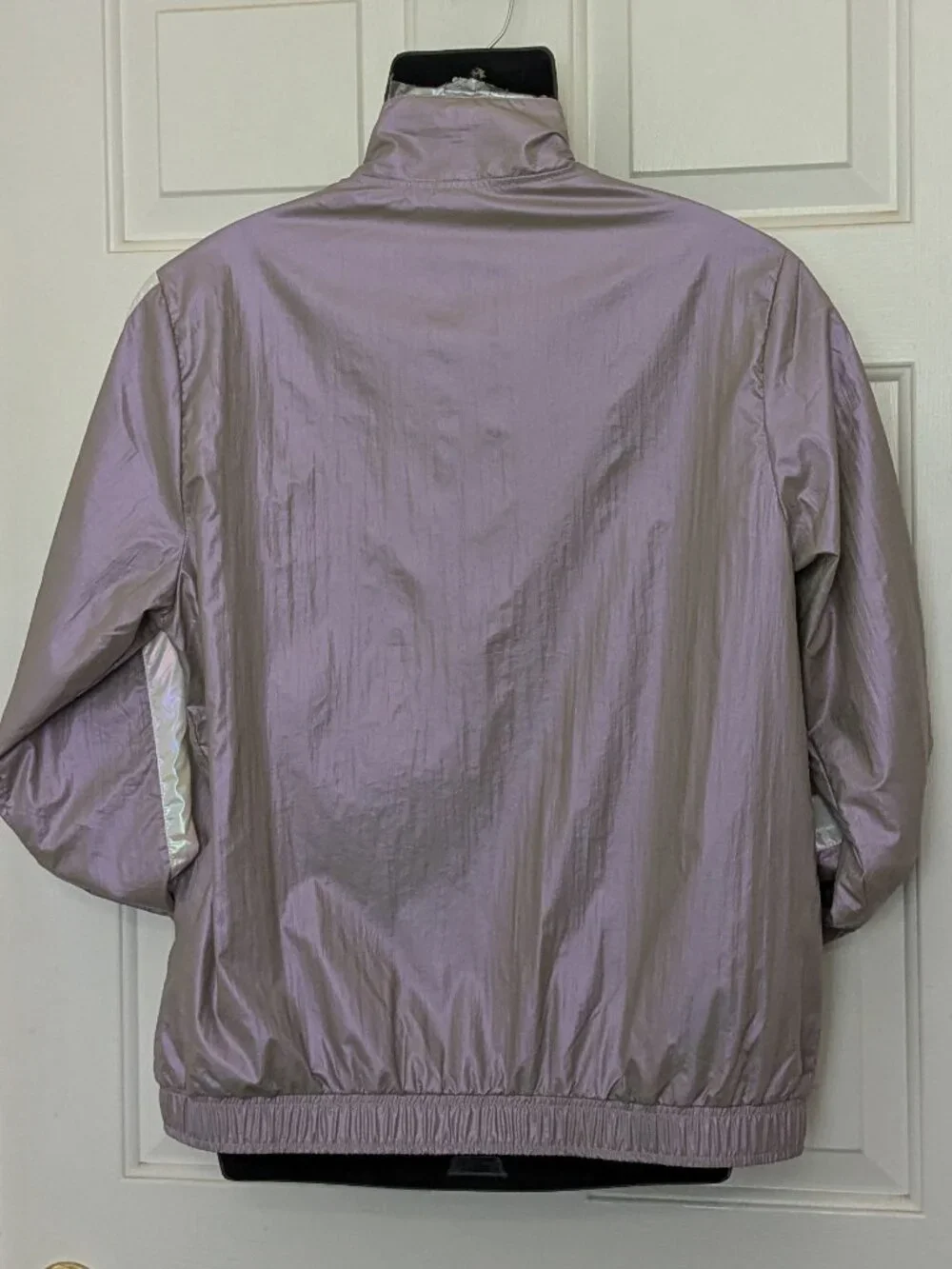 True Religion Lavendar Shine Metallic Windbreaker Jacket Size Small .